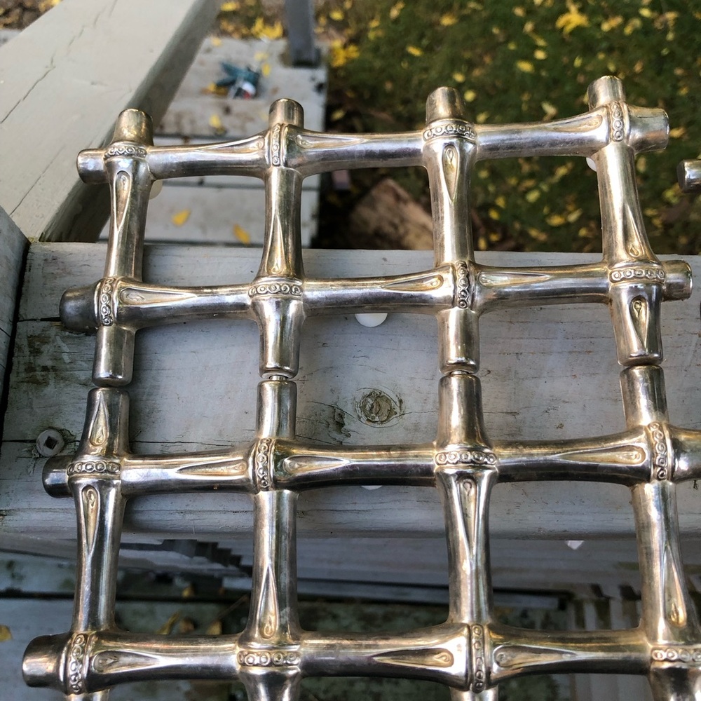 2 Zinc Bamboo Trivets Expandable - Picture 3 of 9